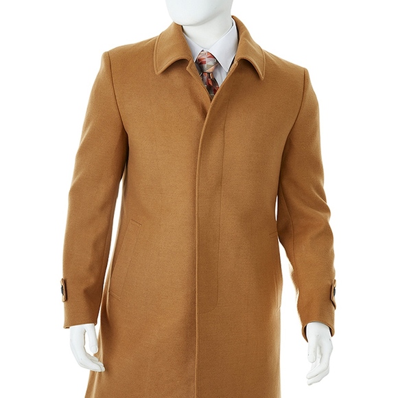 Lorenzo Bruno Other - Men's Classic Fit Full Length Overcoat - Camel